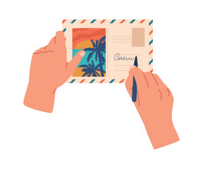 Hand writing address on envelop