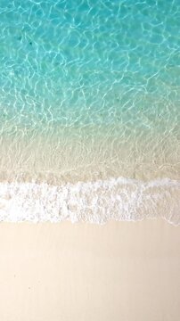 Turquoise color water in tropical sea and sandy beach, Drone view