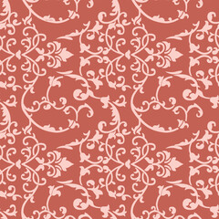 Elegant Ornate Floral Pattern on Terracotta Background