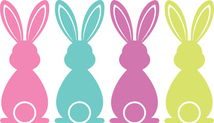 Set of Easter Bunny colorful silhouette vector isolated by white background 1