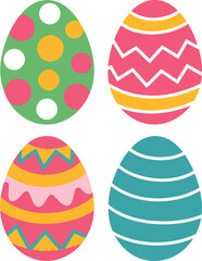Set of Easter eggs with different color and textures isolated by white background