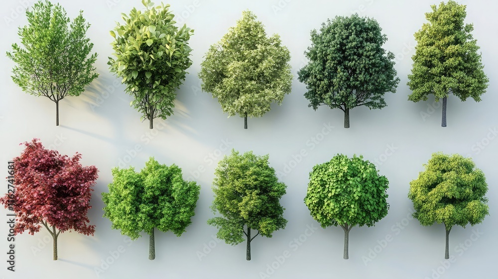 Aufkleber collection of isolated realistic 3d trees for architecture and landscape design