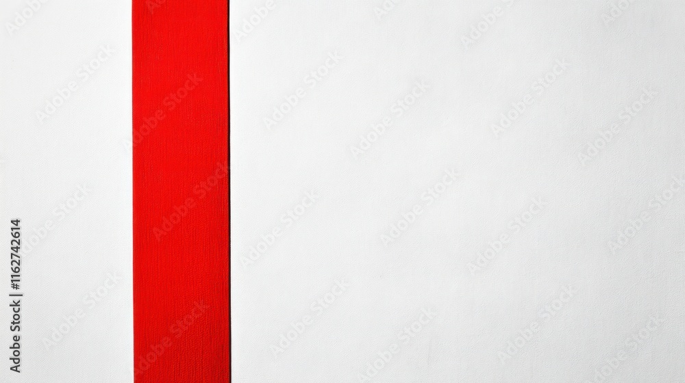 Poster A minimalist composition featuring a vertical red stripe on a white background.