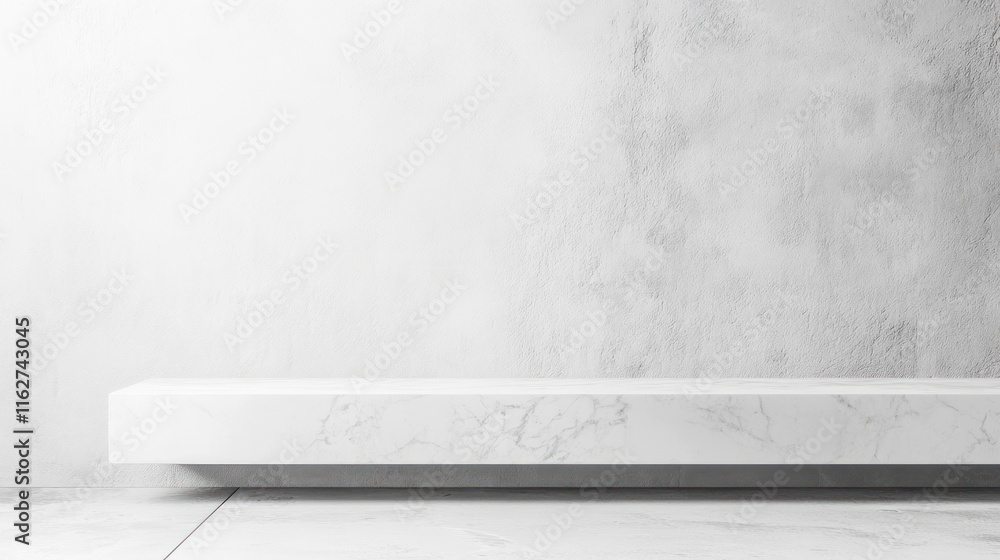 Aufkleber a minimalist display shelf against a textured wall, emphasizing simplicity and elegance.
