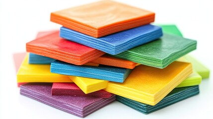Bright Colorful Sticky Notes on White Background --