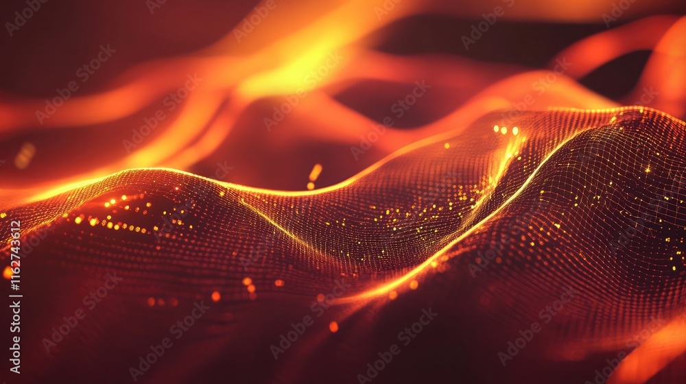 Poster cyber data flow with connected lines and nodes, 3d illustration. abstract digital background for ai,