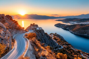 Naklejka premium A serene shot of the Aegean Sea as seen from Izmir, with crystal-clear waters and distant islands