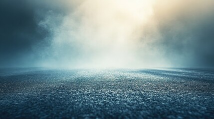 A misty landscape with a reflective surface, evoking a serene and mysterious atmosphere.