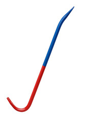 Side view of red and blue wrecking crowbar