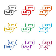 Let's talk  icon isolated on white background. Set icons colorful