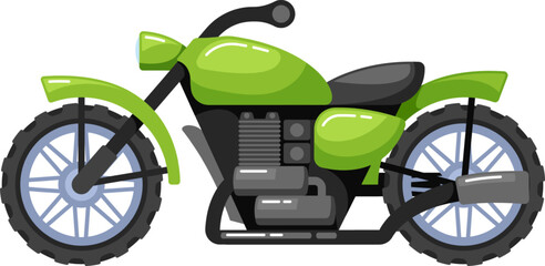 Classic cruiser green motorcycle vector illustration