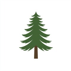 
Logo of a pine tree, simple vector style, white background, green color palette, simple design, flat colors, minimalistic, vector art, white and dark brown.
