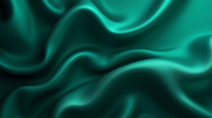 Obraz premium Black dark teal jade emerald sea aventurine green abstract background. Silk satin fabric. Glitter shimmer. Color gradient. Line stripe wave shadow. Drapery curtain. Luxury elegant subtle. Blank design