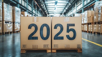 Obraz premium Cardboard boxes spelling out 