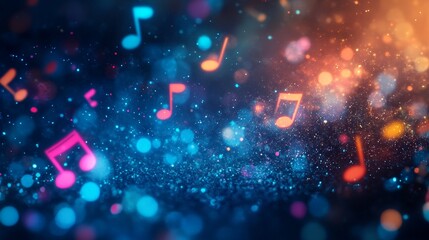 Vibrant Abstract Background with Musical Notes