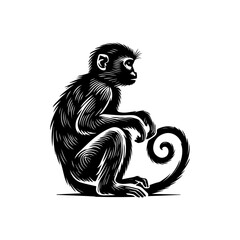 Fototapeta premium black silhouette of a monkey. vector illustration
