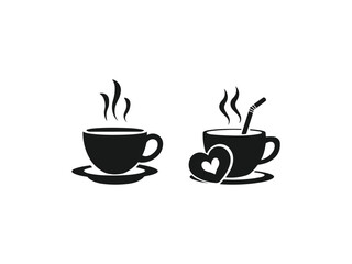 Coffee cup icon set. cup a coffee icon vector silhouetee.