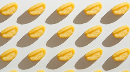 Flat Lay of Fries on White Background