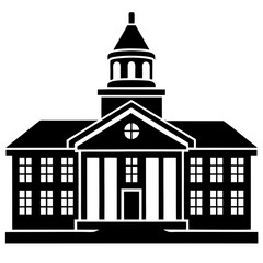 Clean Black Vector Graphic University Campus Building