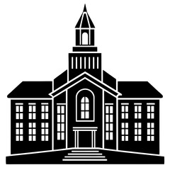 Clean Black Vector Graphic University Campus Building
