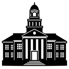 Clean Black Vector Graphic University Campus Building