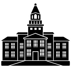 Clean Black Vector Graphic University Campus Building