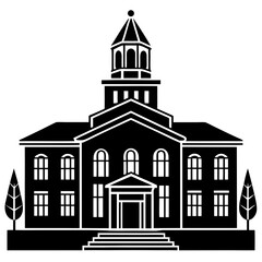 Clean Black Vector Graphic University Campus Building