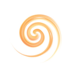Ripple radial vibrant glossy golden template and space for text in glowing white center. Curvy art effect wavy fluid surface vivid terracotta color. Mixed fresh lemonade of citrus fruit dessert syrup 