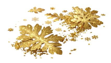 Golden snowflake on white background
