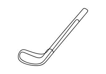 Minimalist Continuous Line Art of a Hockey Stick with Curved Blade in a Modern Sports Style