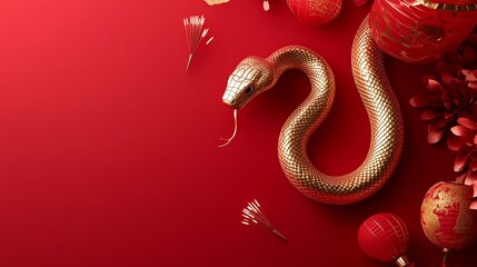 Year of the Snake with a luxurious golden snake design