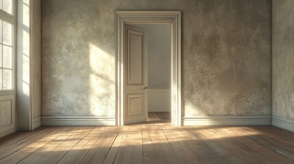 Obraz premium Classic, empty room with an open doorway. --