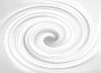 Luxury light silver color icon sign symbol design. Graphic soft shiny eddy motion rippled curvy sour kefir shape. Ring plaster volute spray pattern surface. Closeup view text space in glowing center