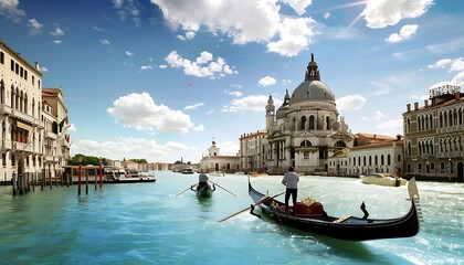 Naklejka premium Grand Canal and Basilica di Santa Maria della Salute in Venice, Italy