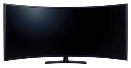 Modern curved 4K TV screen isolated design, smart LED television display technology, ultra HD widescreen monitor with blank panel