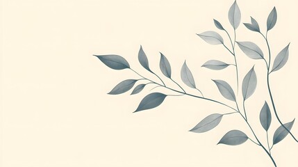 Naklejka premium Delicate Branches With Veined Leaves On Beige Background