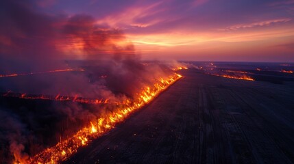 Aerial view of a dramatic fire whirl in a forest during a wildfire  a dynamic natural phenomenon