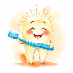 Smiling Tooth with Toothbrush Sketch