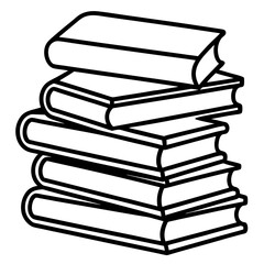 Elegant Book Stack Vector Illustration in Line Art