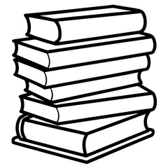 Elegant Book Stack Vector Illustration in Line Art