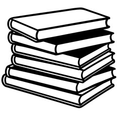 Elegant Book Stack Vector Illustration in Line Art