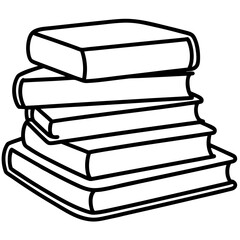 Elegant Book Stack Vector Illustration in Line Art