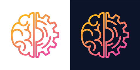 Artificial Intelligence AI Chip in Human Brain. AI Technology Artificial Intelligence Icon with Machine Learning, Digital Skills, Generative AI, AI Technology and Algorithms