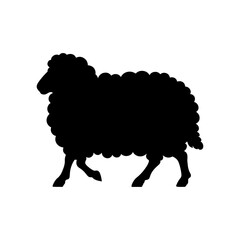 Single black sheep silhouette vector illustration design on white background.