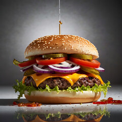 Close-up of fresh tasty burger