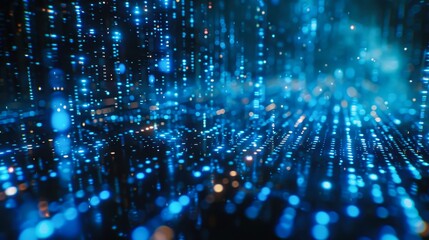 A stunning blue digital abstract background featuring glowing particles and streaks, perfect for technology-related projects, data visualization, or as a backdrop for futuristic themes,