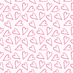 valentines seamless pattern. pink doodle hearts. romantic and love background. valentine's day design