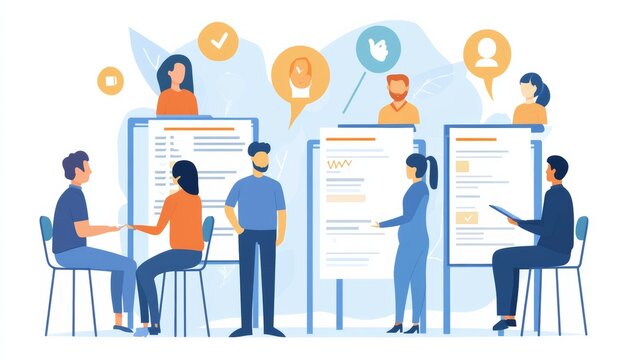 Employer or HR leader is interviewing participants, applying for a company employee, and having read the proficiency test resume to recruit qualified employees, Selection of job applicants.