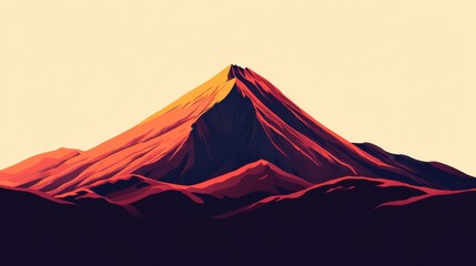 Minimalist Mountain Peak Illustration in Warm Tones