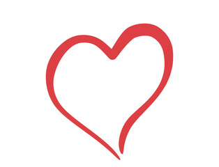 Doodle brush stroke heart. Love symbol. Isolated vector element for valentines day design